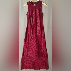 VTG Steppin' Out 9/10 Burgundy Black Floral Sleeveless Whimsigoth Y2K Prom Dress